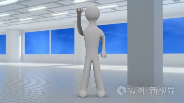 3d 的人的手在健身房锻炼身体。前视图。回路。4 k