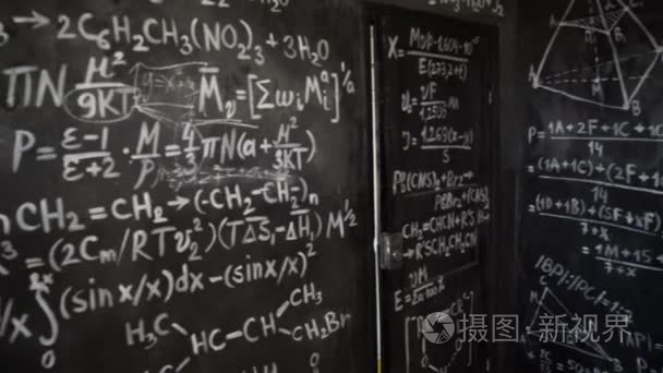 化学和数学方程墙房间背景帕宁视频
