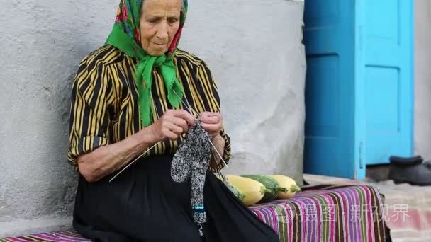 老女人针织羊毛袜视频