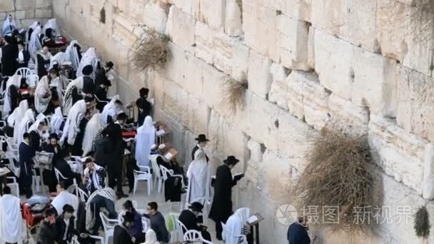 在西部前祈祷的犹太人在耶路撒冷墙