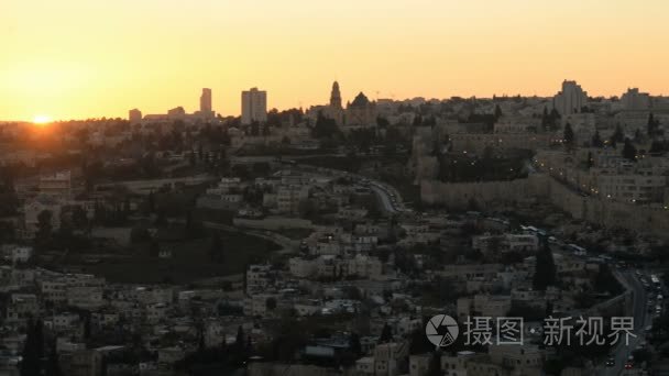 圆顶清真寺从耶路撒冷橄榄山视频