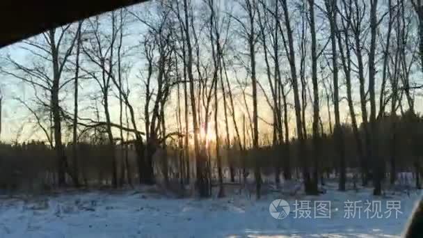早上驾车时在车窗外冬季黎明视频