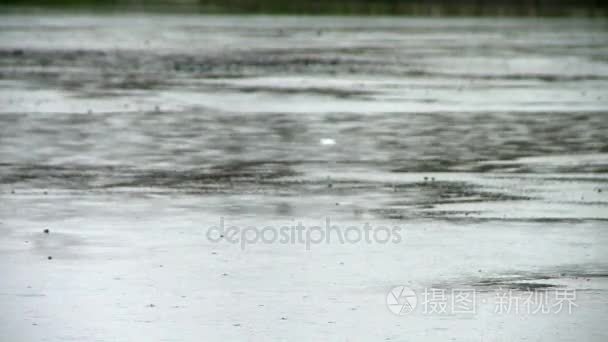 夏天河银行附近的雨天视频