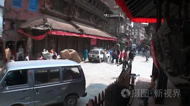 加德满都的通常街道在尼泊尔视频