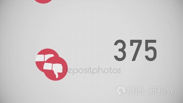 特写计数器的 Unlikes 正在积累用大拇指向下图标