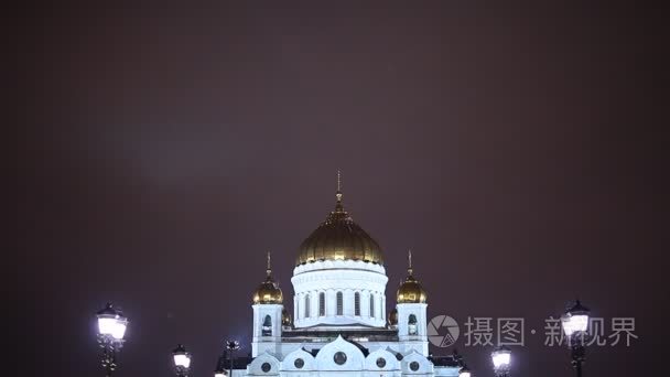 救世主大教堂的夜景视频