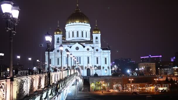 救世主大教堂的夜景视频