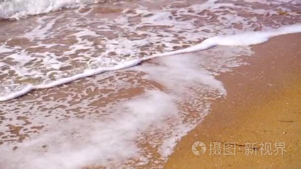 关于沙滩海中的软波浪视频