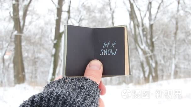 雨啊尽情的下吧雪概念，预订与文本视频