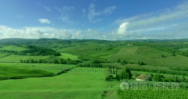 空中的风景托斯卡纳山视图视频