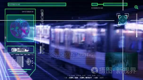 地铁站安全扫描高科技人行走购物中心蓝高清