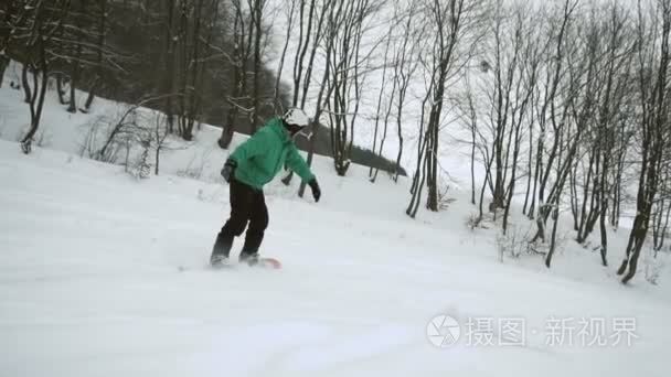 滑雪板幻灯片雪坡视频