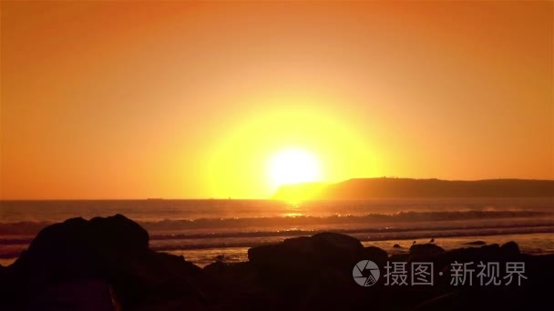 三个视频的真实慢动作的夕阳视频