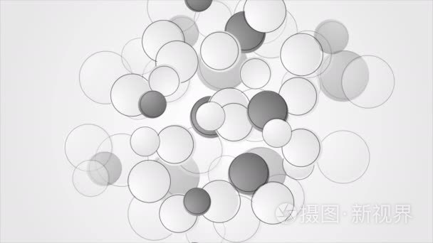 抽象的灰色和白色圆圈视频动画