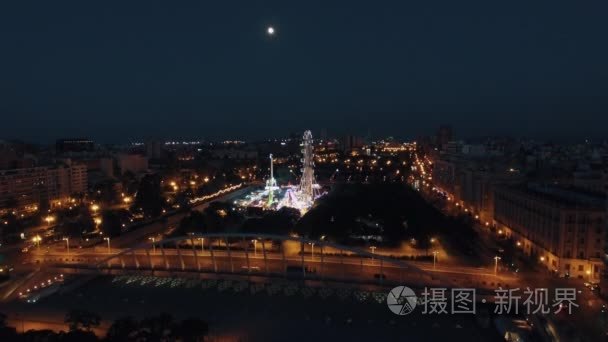 空中的游乐园的夜瓦伦西亚视频