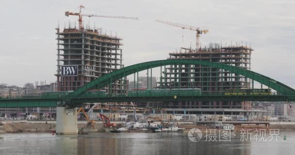 贝尔格莱德滨水建筑工地视频