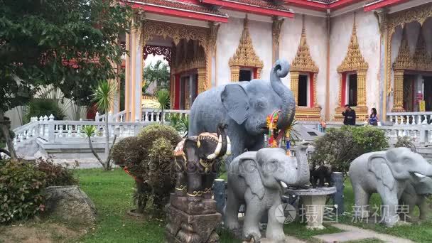 大象雕塑佛教寺附近视频