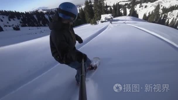 极端的滑雪板骑粉由 Gopro 的特写视频