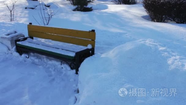 雪有盖行人通道的公园视频