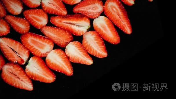 草莓切片中糖视频