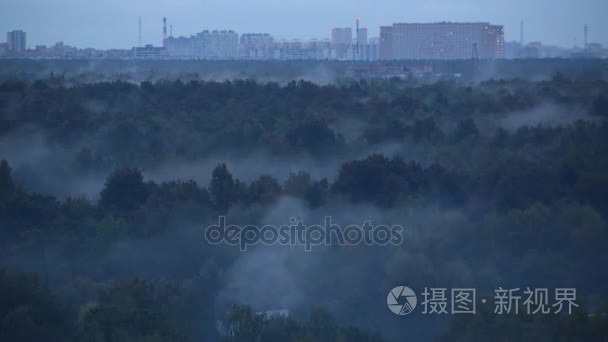 某住宅小区附近的公园里雾视频