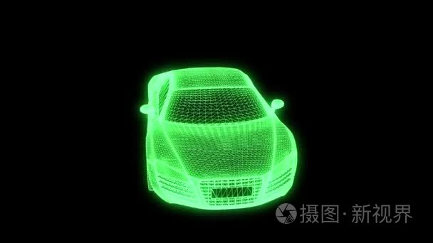 赛车汽车全息线框。漂亮的 3d 渲染