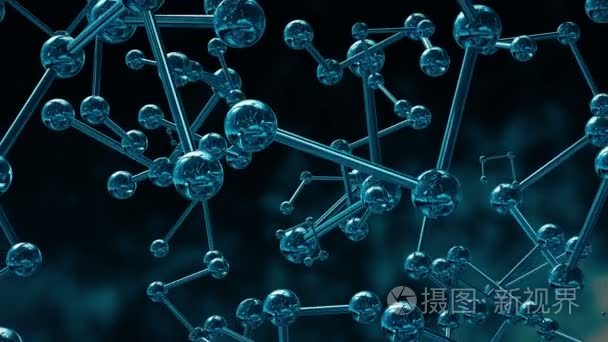 动画的模型分子从玻璃和水晶