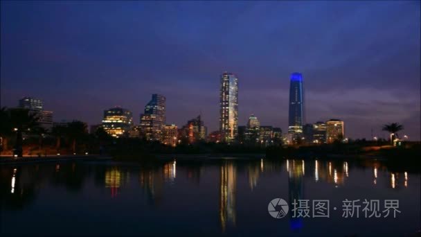 晚霞和智利城市景观视频