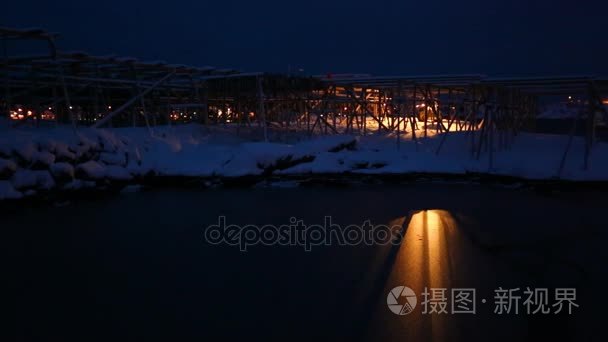 夜间工作的渔业工人在罗浮视频