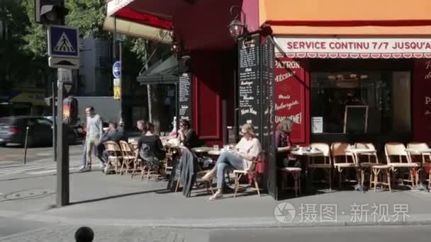 安静的街头咖啡馆角落在巴黎视频