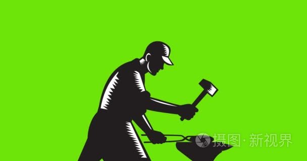 铁匠工人锻造铁 2d 动画短视频