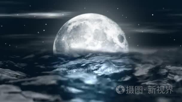 动画海洋的波浪夜月视频
