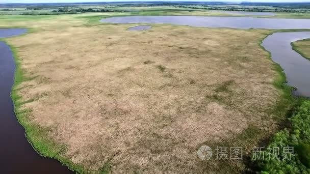 场和湖鸟瞰图视频