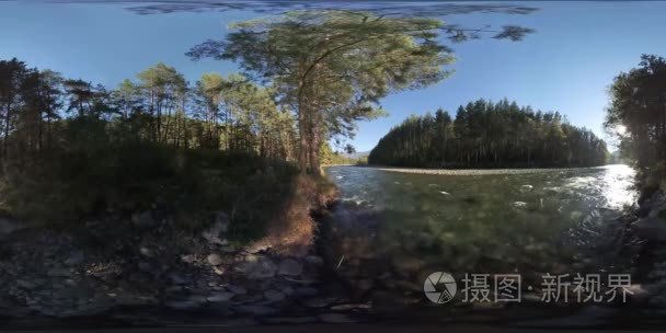 4 k 360 Vr 虚拟现实的一条河流流过岩石在这美丽的森林