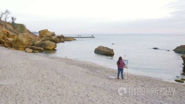 海滩上的女人画海视频