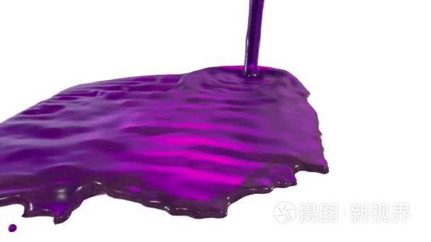 液体流动的紫罗兰色像果汁泼洒在白色背景上和白色滴下来。用 alpha 蒙版为背景、 过渡或叠加的 3d 渲染。版本 11