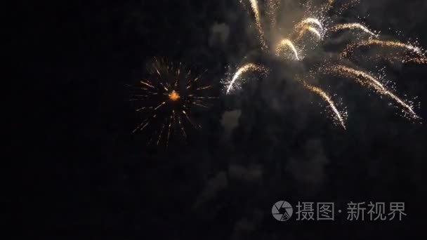 多彩的烟花在夜空中视频