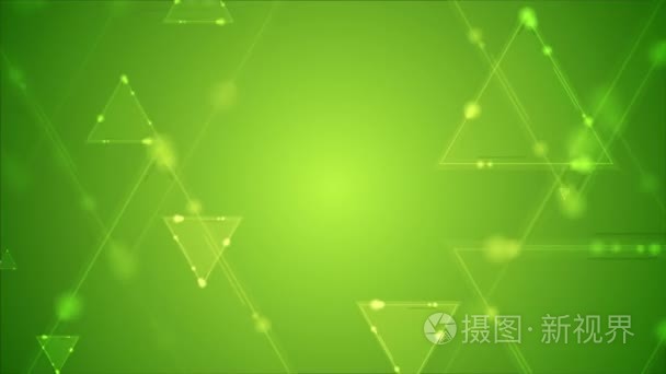 抽象的绿色闪亮三角形视频动画