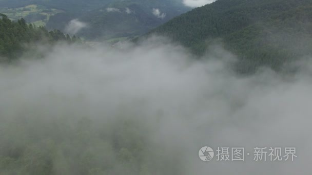 飞行在山林中的云视频