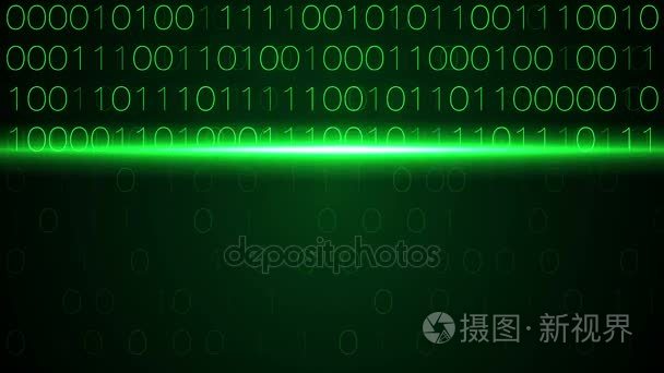 数字的二进制数据扫描循环背景绿色界面