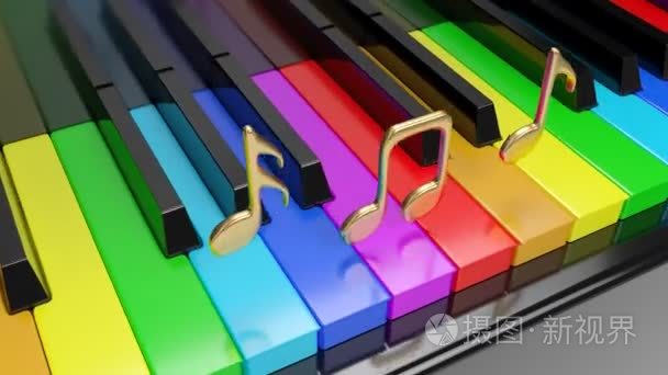 钢琴与跳动的音符视频