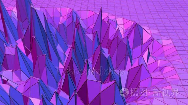 紫罗兰色抽象低模挥舞着表面作为企业背景。紫罗兰色抽象几何振动环境或脉动背景卡通低聚时尚 3d 设计中。可用空间