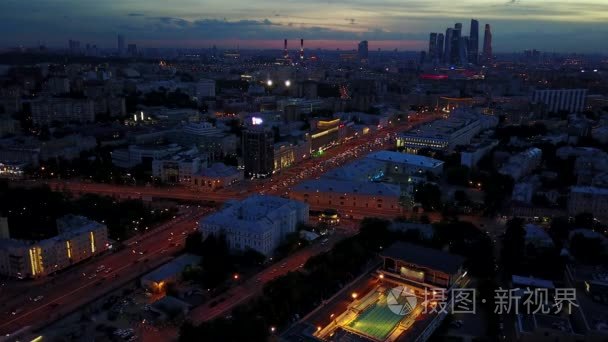 莫斯科市夜鸟瞰视频