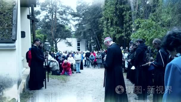 教皇祈祷朝圣者在原站。五旬节周日