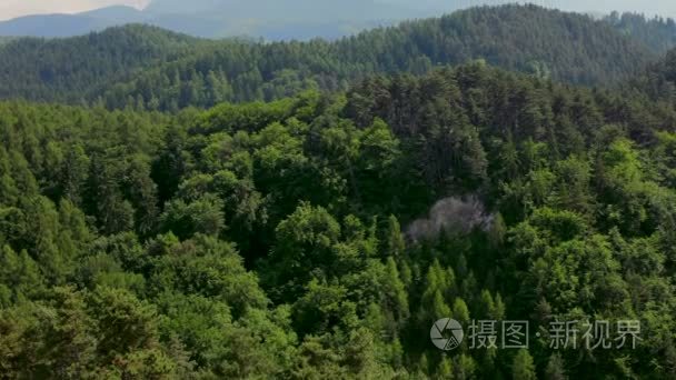 夏季绿树对山风景平移了视频