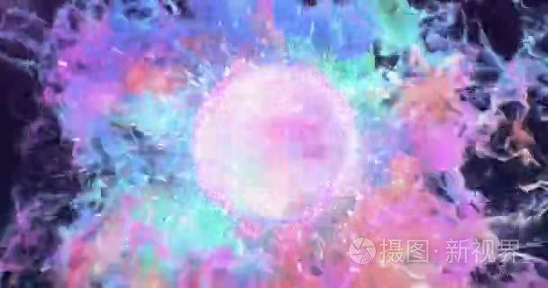 议案背景 Vj 循环-透镜球面粉红橙色青色多彩粒子 4 k
