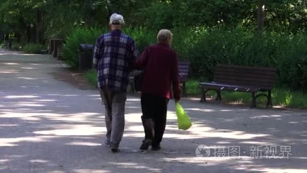 年长的夫妇享受夏天公园散步视频