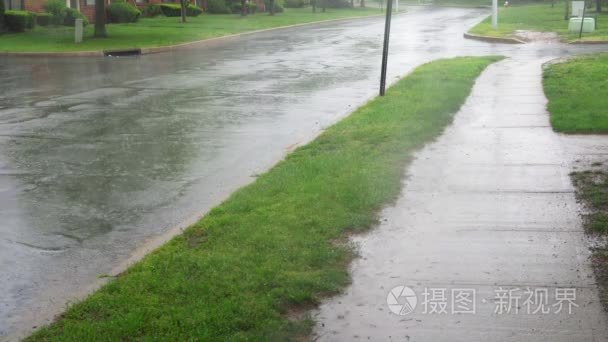 大雨落在沥青视频