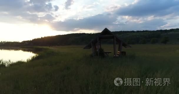 空中无人驾驶日落公园视频