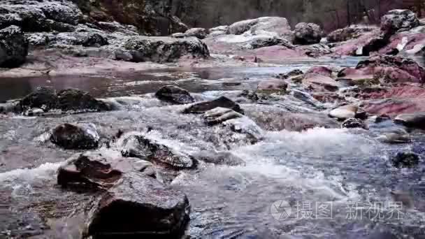 山区河流冬季景观视频